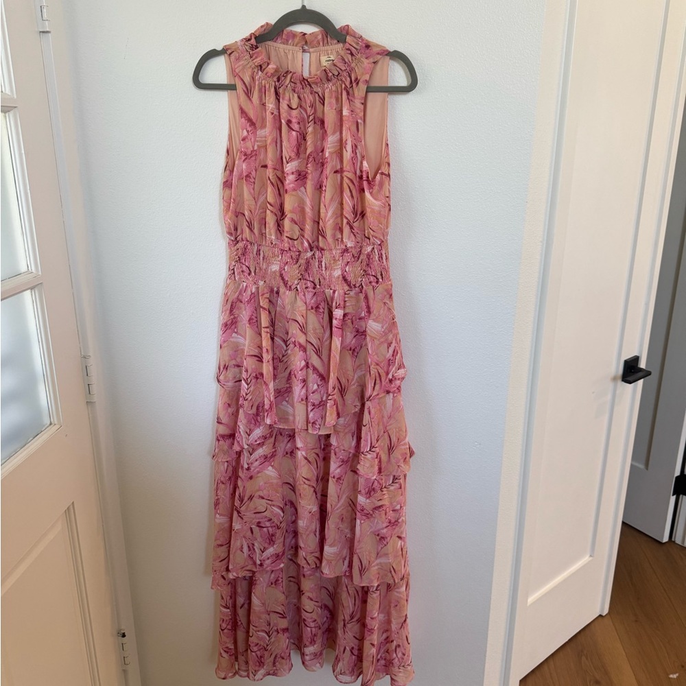 Elegant Pink Floral Women's Dress